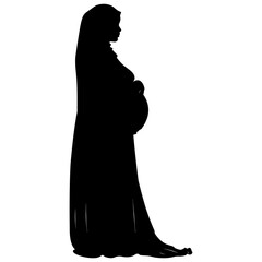 Silhouette pregnant hijab full body black color only