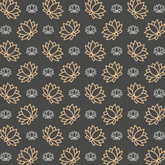 Lotus Blossoms Icon elegant luxury trendy repeating pattern vector illustration