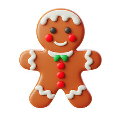 3d gingerbread man isolated on white. Realistic 3d high quality isolated render