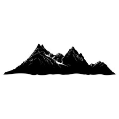 Silhouette mountain full black color only