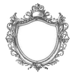 circle frame with ornament in old engraving style