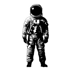 Fototapeta premium Silhouette astronaut black color only full body