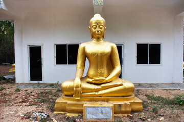 Ancient old buddha in antique ruin temple of Wat Phu Chuang for thai people travelers travel visit...