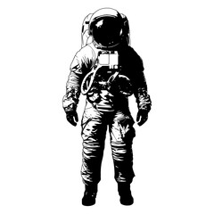 Fototapeta na wymiar Silhouette astronaut black color only full body