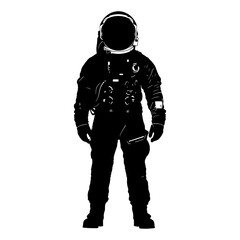 Naklejka premium Silhouette astronaut black color only full body