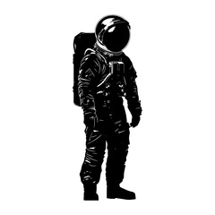 Silhouette astronaut black color only full body