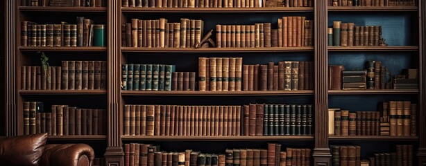 bookshelves in library, abstract background