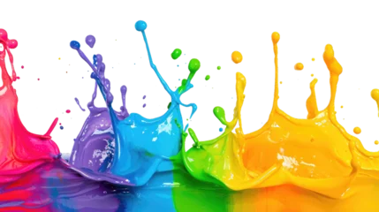  Colorful paint splashes in rainbow colors for backgrounds, patterns, banners. with transpatent background. Generative AI © Dvid