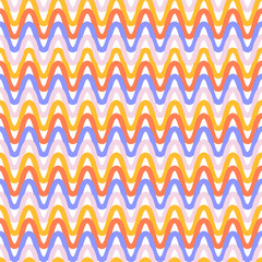 Abstract seamless pattern with horizontal rounded zig zag stripes . Contemporary geometric symmetric background. Vector retro illustration