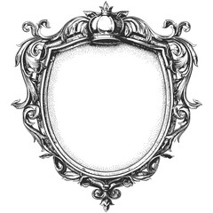 circle shape shield element with old engraving style