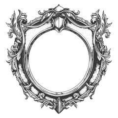 circle shape shield element with old engraving style