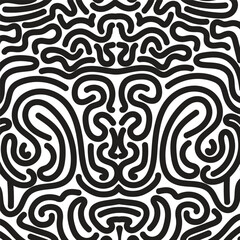 doodle abstract black and white seamless pattern