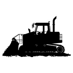 Silhouette Bulldozer construction heavy machine equipment black color only