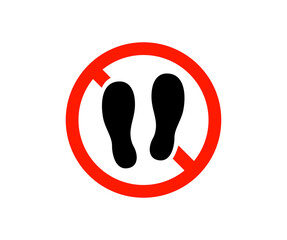 No step here forbidden icon sign. Shoes sign icon. No shoes symbol. Prohibited shoes icon vector design and illustration.