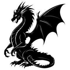 Naklejka premium Silhouette Wyvern black color only full body
