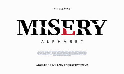 Misery Futuristic geometric font with numbers. Eps10 vector. - obrazy, fototapety, plakaty