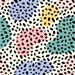 Abstract irregular brush spots, wild animal skin print, seamless vector pattern, simple geometric