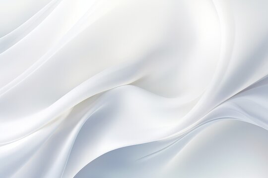 Minimalistic style white abstract background with waves of cream or silk, sagging fabric cladding or flowing milk. Abstract Graphic resource for creative design with copy space