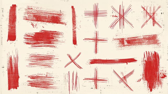 Hand-drawn red lines and strokes with a grunge feel.