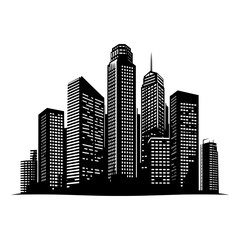 Fototapeta premium Silhouette skyscrapers black color only