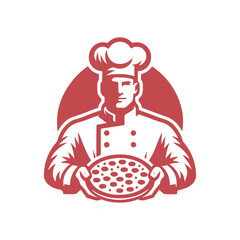 chef restaurant hold pizza tasty food vector art illustration