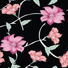 Behang flower with retro design on background © Parth Patel