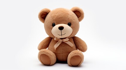 A teddy bear, a soft toy for children, on a white background.