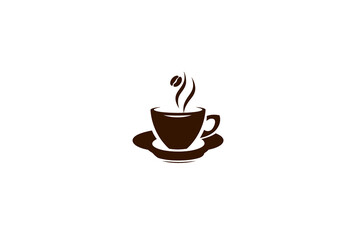 Cup of coffee, minimalist logo, brown color