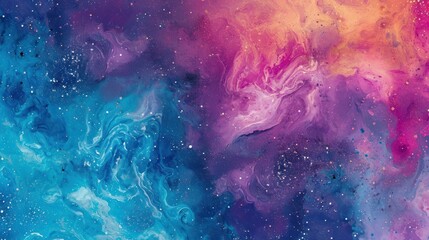 Colorful cosmic clouds and stars in a vibrant galaxy