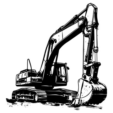 recommend clip art: Silhouette Excavator heavy construction equipment black color only