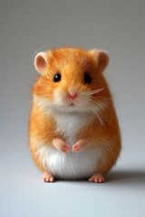 Cute red-colored hamster, baby, soft, children's toy, on a white background.