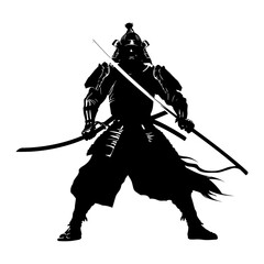 Silhouette Japanese Shogun Warrior black color only