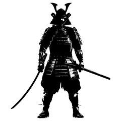 Silhouette Japanese Shogun Warrior black color only
