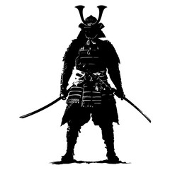 Silhouette Japanese Shogun Warrior black color only