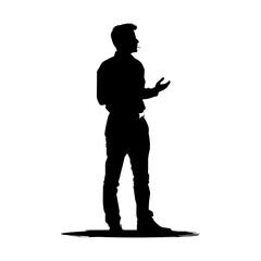 Silhouette Business Man Making Presentation black color only