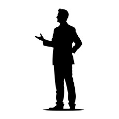 Silhouette Business Man Making Presentation black color only