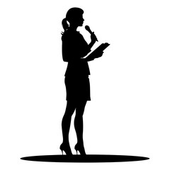 Silhouette Business Woman Making Presentation black color only