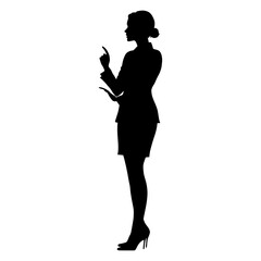 Silhouette Business Woman Making Presentation black color only
