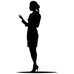 Silhouette Business Woman Making Presentation black color only