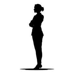 Silhouette Business Woman Making Presentation black color only