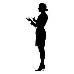 Silhouette Business Woman Making Presentation black color only