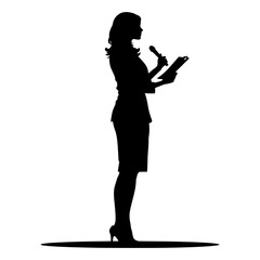 Silhouette Business Woman Making Presentation black color only