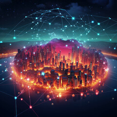 Fototapeta na wymiar Abstract illustration depicting worldwide network connection. Digital art representing global communication. AI generative...