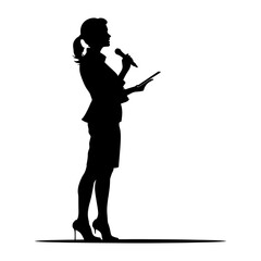 Silhouette Business Woman Making Presentation black color only