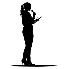 Silhouette Business Woman Making Presentation black color only
