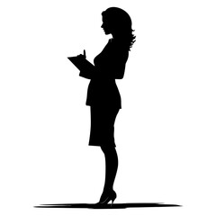 Silhouette Business Woman Making Presentation black color only