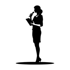 Silhouette Business Woman Making Presentation black color only