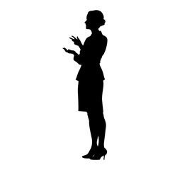 Silhouette Business Woman Making Presentation black color only