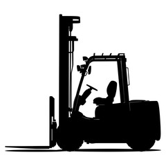 Silhouette forklift industrial equipment black color only full