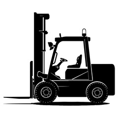 Silhouette forklift industrial equipment black color only full